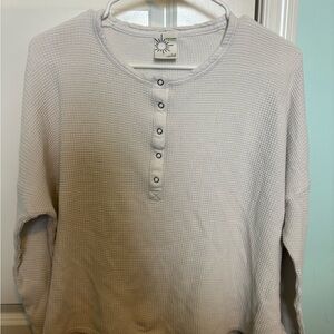 Aerie White Quarter Button Down Long Sleeve